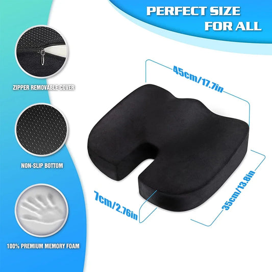 Gel-Enhanced Orthopedic Seat Cushion with Non-Slip Design