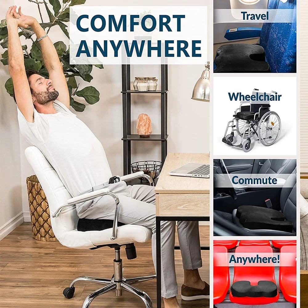 Gel-Enhanced Orthopedic Seat Cushion with Non-Slip Design